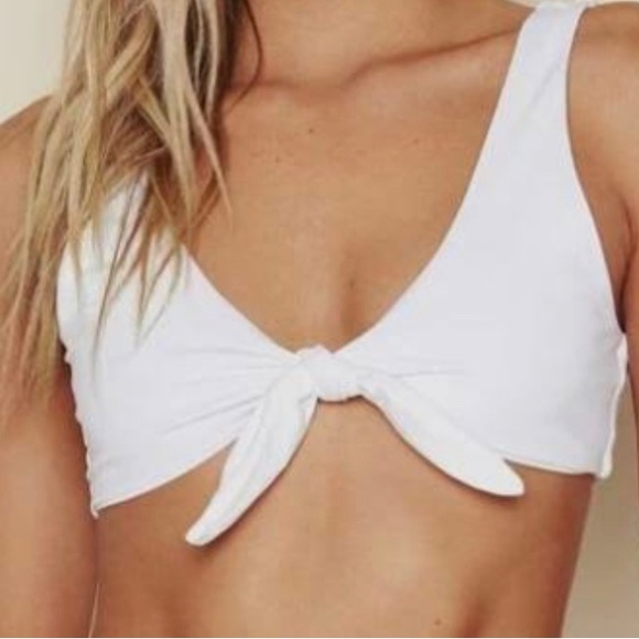 Dippin Daisys bikini swim top only Muse ivory ribbed tie front - Picture 4 of 5